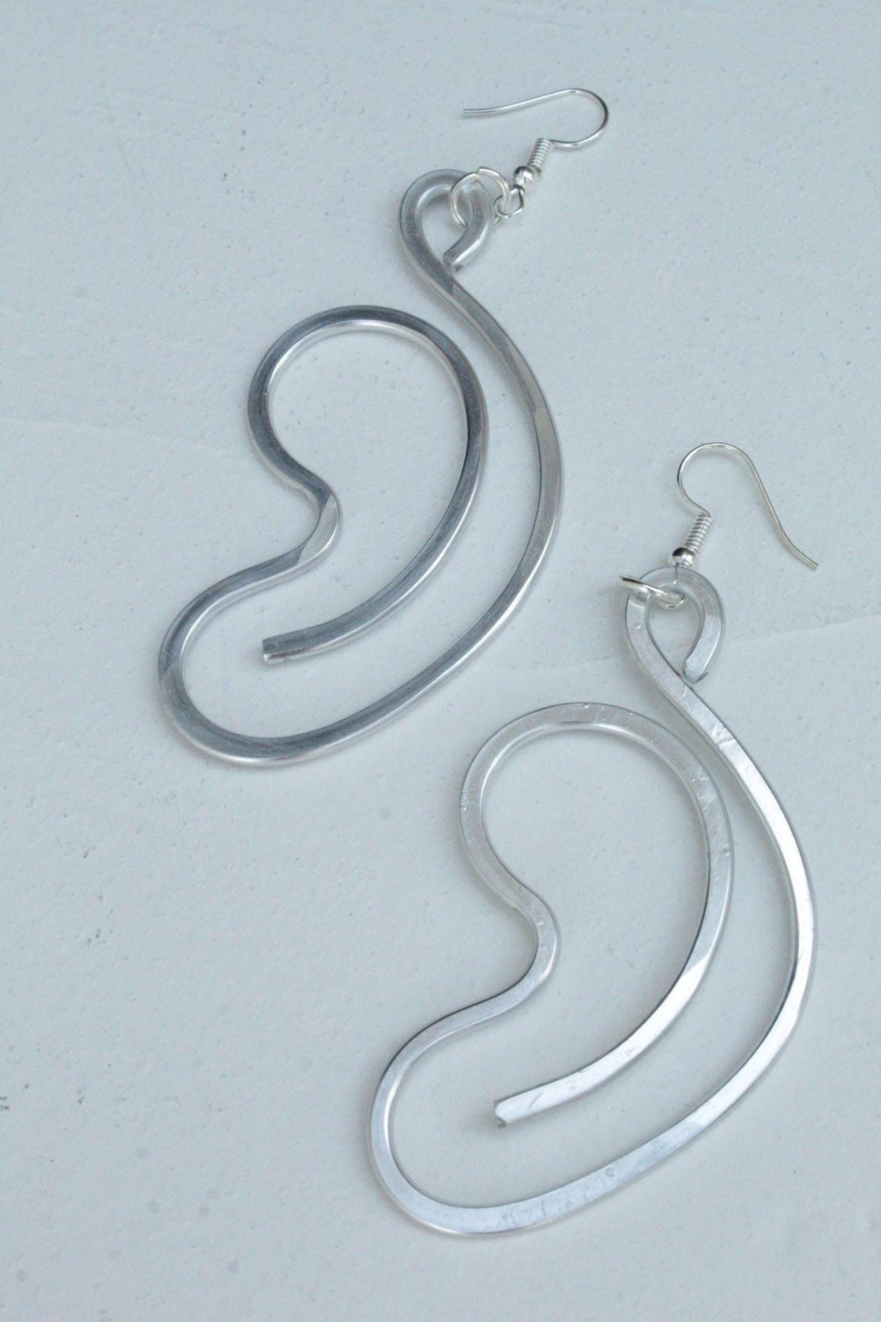 Handmade Aluminum Statement Earrings, Lightweight Modern Sculptural Jewelry, One-of-a-Kind Earrings | Nova