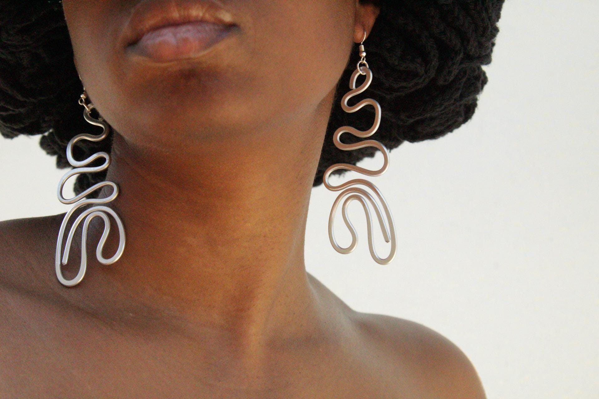 Handmade Aluminum Statement Earrings, Lightweight Modern Sculptural Jewelry, One-of-a-Kind Earrings | Aphelion