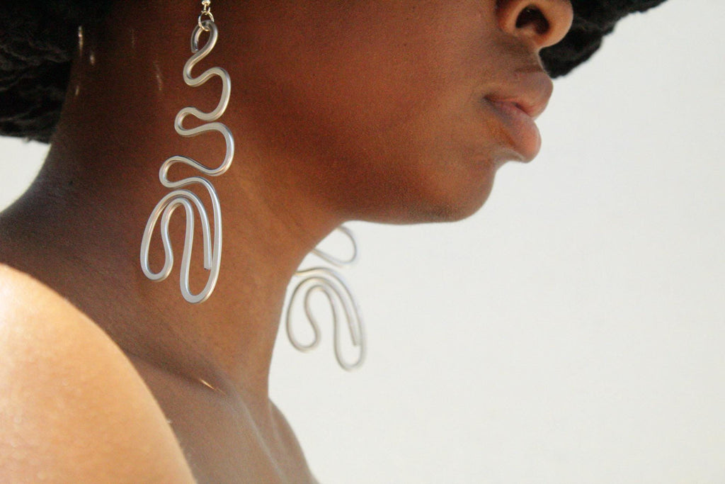 Handmade Aluminum Statement Earrings, Lightweight Modern Sculptural Jewelry, One-of-a-Kind Earrings | Aphelion