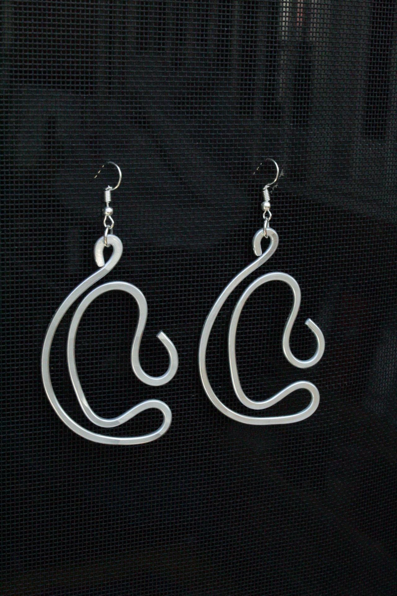 Handmade Aluminum Statement Earrings, Lightweight Modern Sculptural Jewelry, One-of-a-Kind Earrings | Pulsar