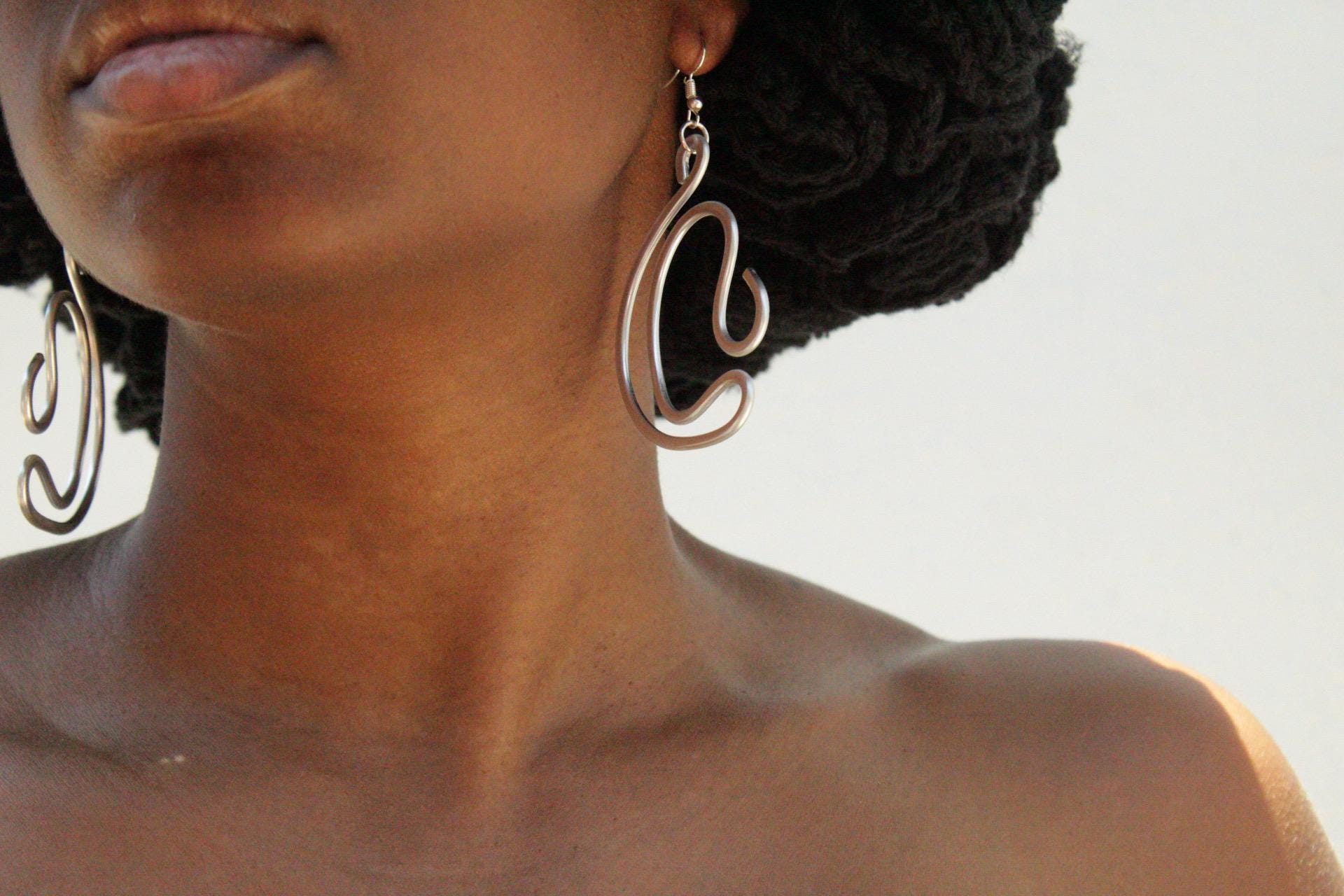 Handmade Aluminum Statement Earrings, Lightweight Modern Sculptural Jewelry, One-of-a-Kind Earrings | Pulsar