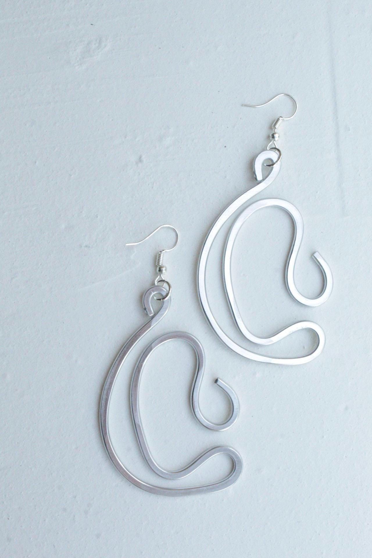 Handmade Aluminum Statement Earrings, Lightweight Modern Sculptural Jewelry, One-of-a-Kind Earrings | Pulsar