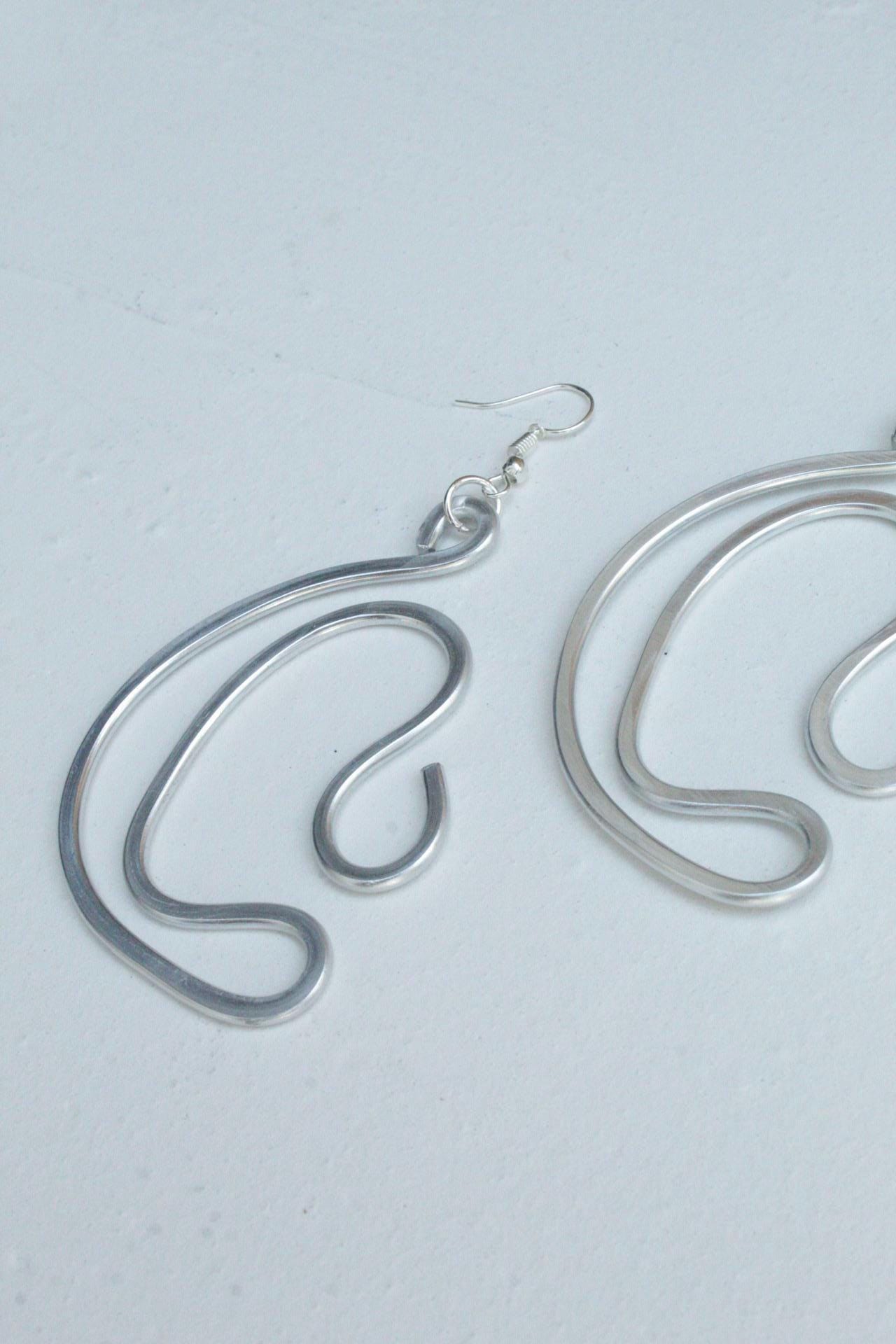 Handmade Aluminum Statement Earrings, Lightweight Modern Sculptural Jewelry, One-of-a-Kind Earrings | Pulsar