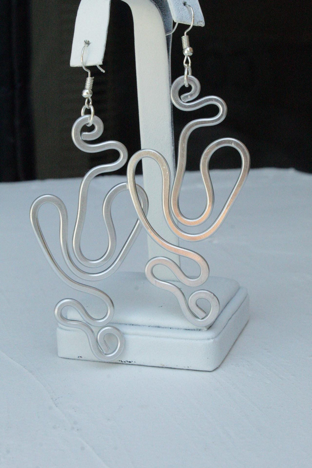 Handmade Aluminum Statement Earrings, Lightweight Modern Sculptural Jewelry, One-of-a-Kind Earrings | Gravity