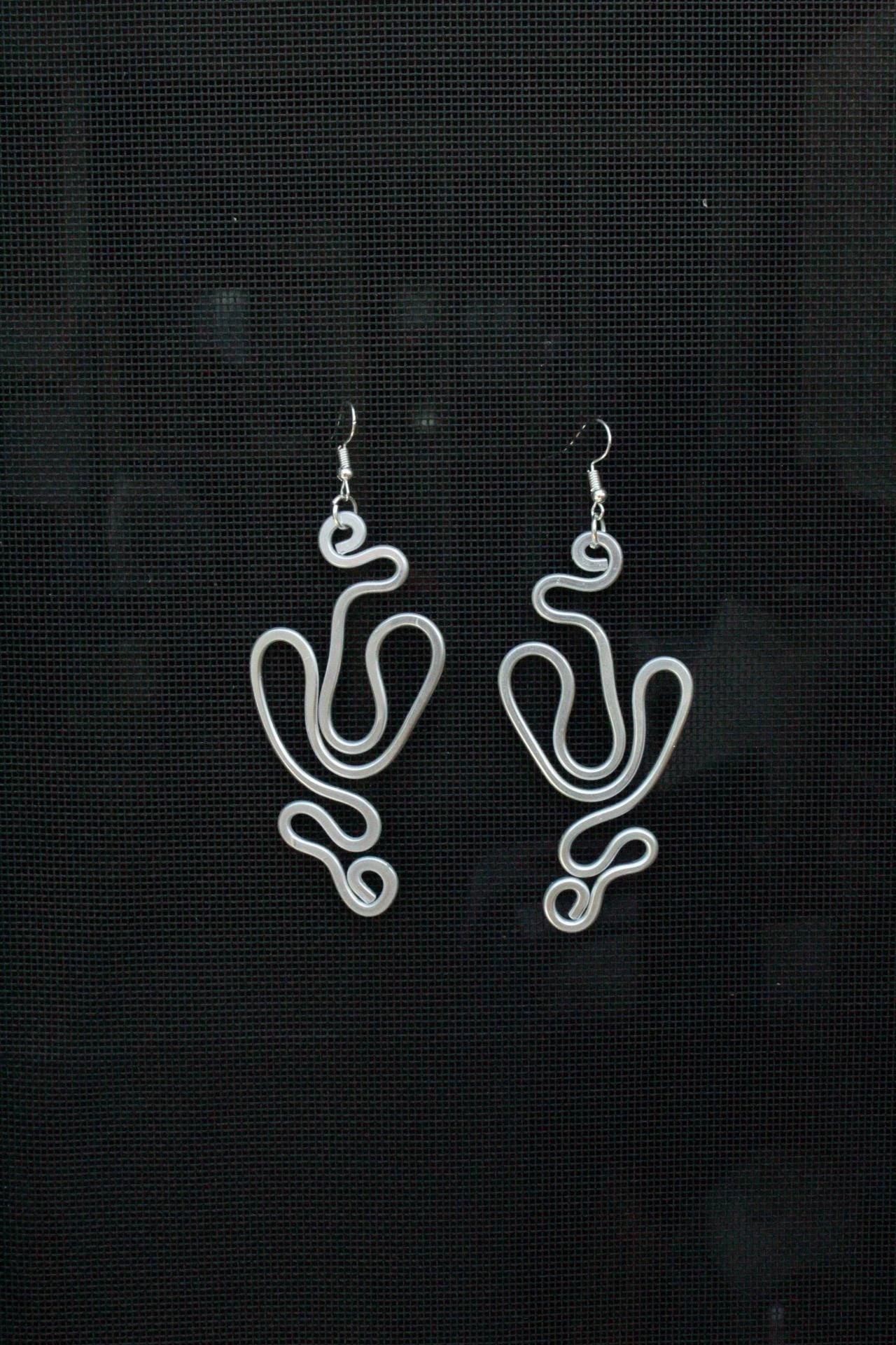 Handmade Aluminum Statement Earrings, Lightweight Modern Sculptural Jewelry, One-of-a-Kind Earrings | Gravity