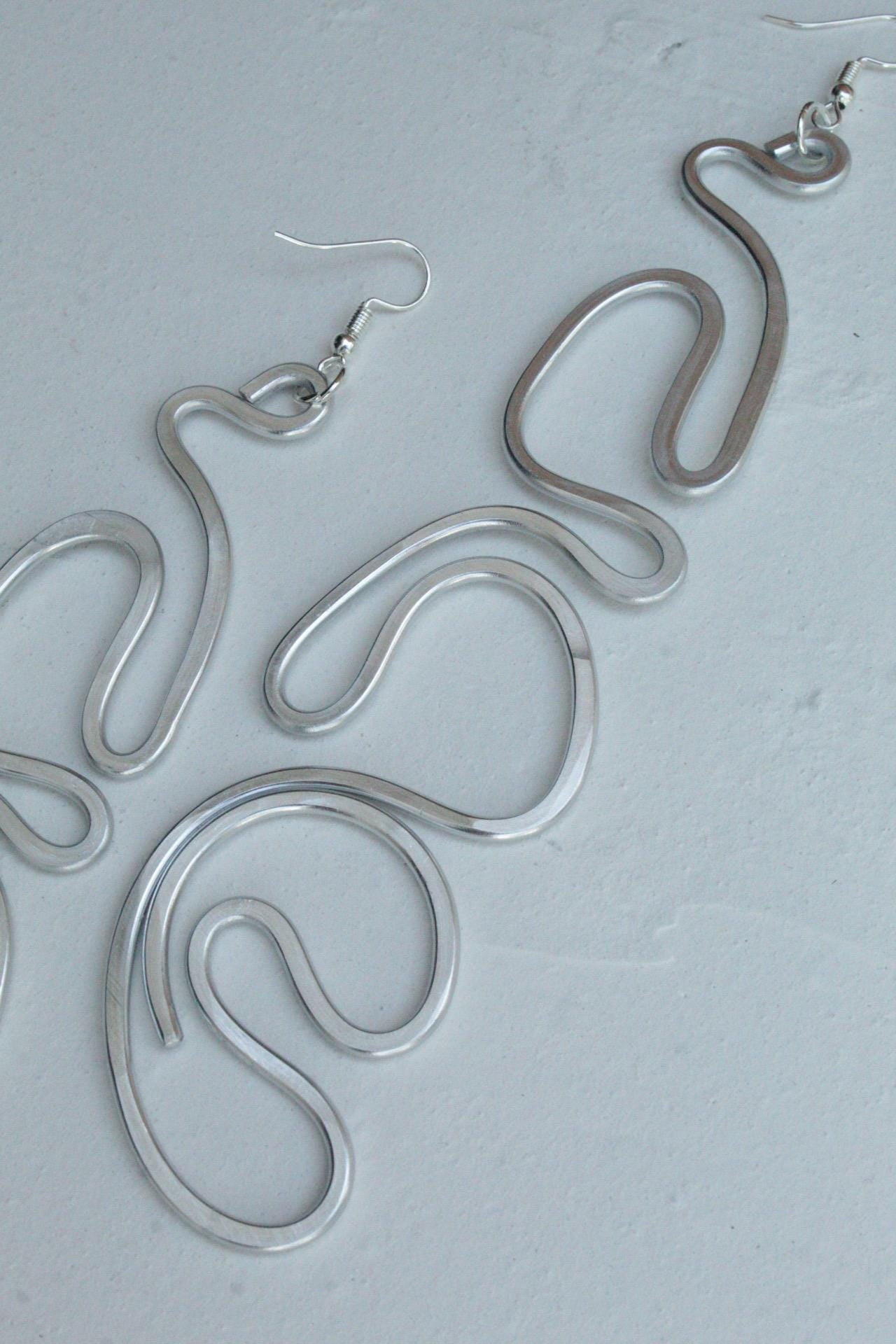 Handmade Aluminum Statement Earrings, Lightweight Modern Sculptural Jewelry, One-of-a-Kind Earrings | Vega