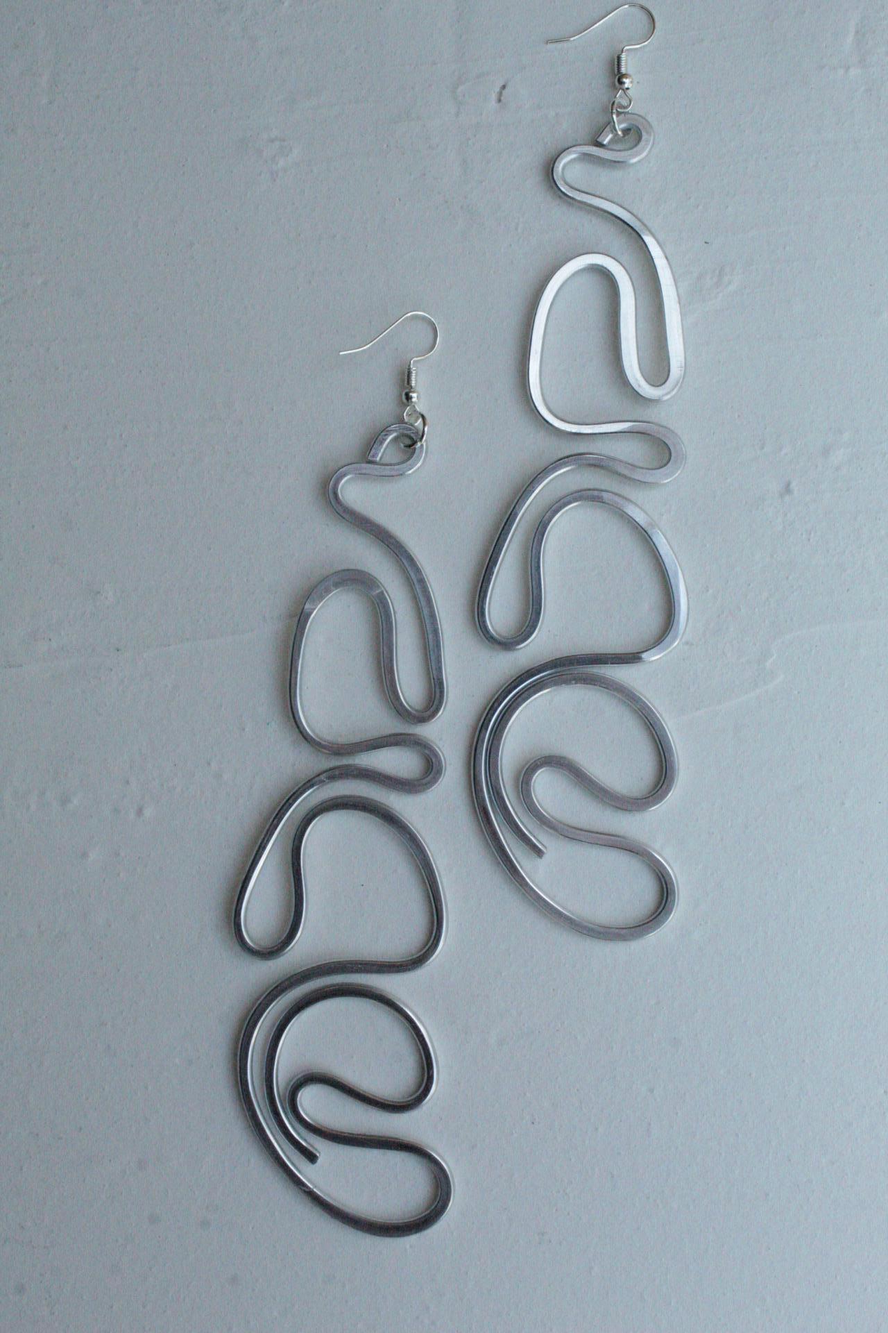 Handmade Aluminum Statement Earrings, Lightweight Modern Sculptural Jewelry, One-of-a-Kind Earrings | Vega
