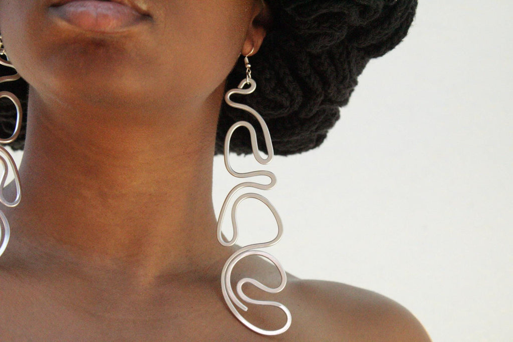 Handmade Aluminum Statement Earrings, Lightweight Modern Sculptural Jewelry, One-of-a-Kind Earrings | Vega
