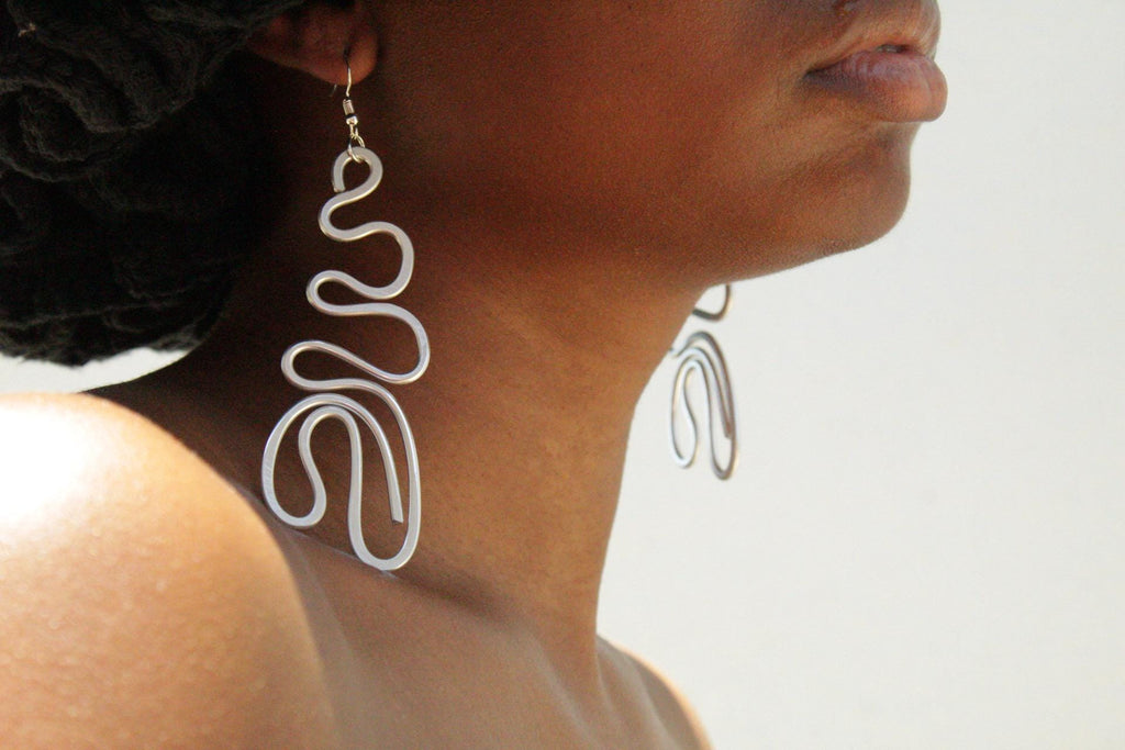 Handmade Aluminum Statement Earrings, Lightweight Modern Sculptural Jewelry, One-of-a-Kind Earrings | Aphelion