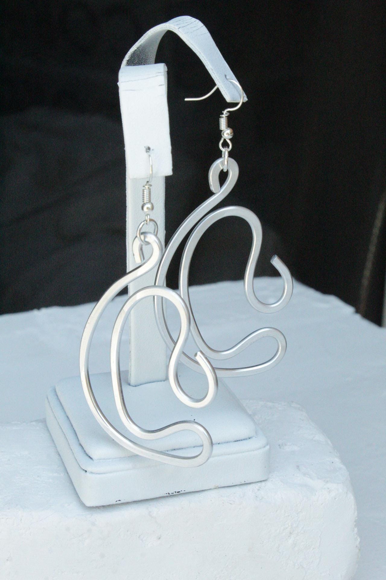 Handmade Aluminum Statement Earrings, Lightweight Modern Sculptural Jewelry, One-of-a-Kind Earrings | Pulsar