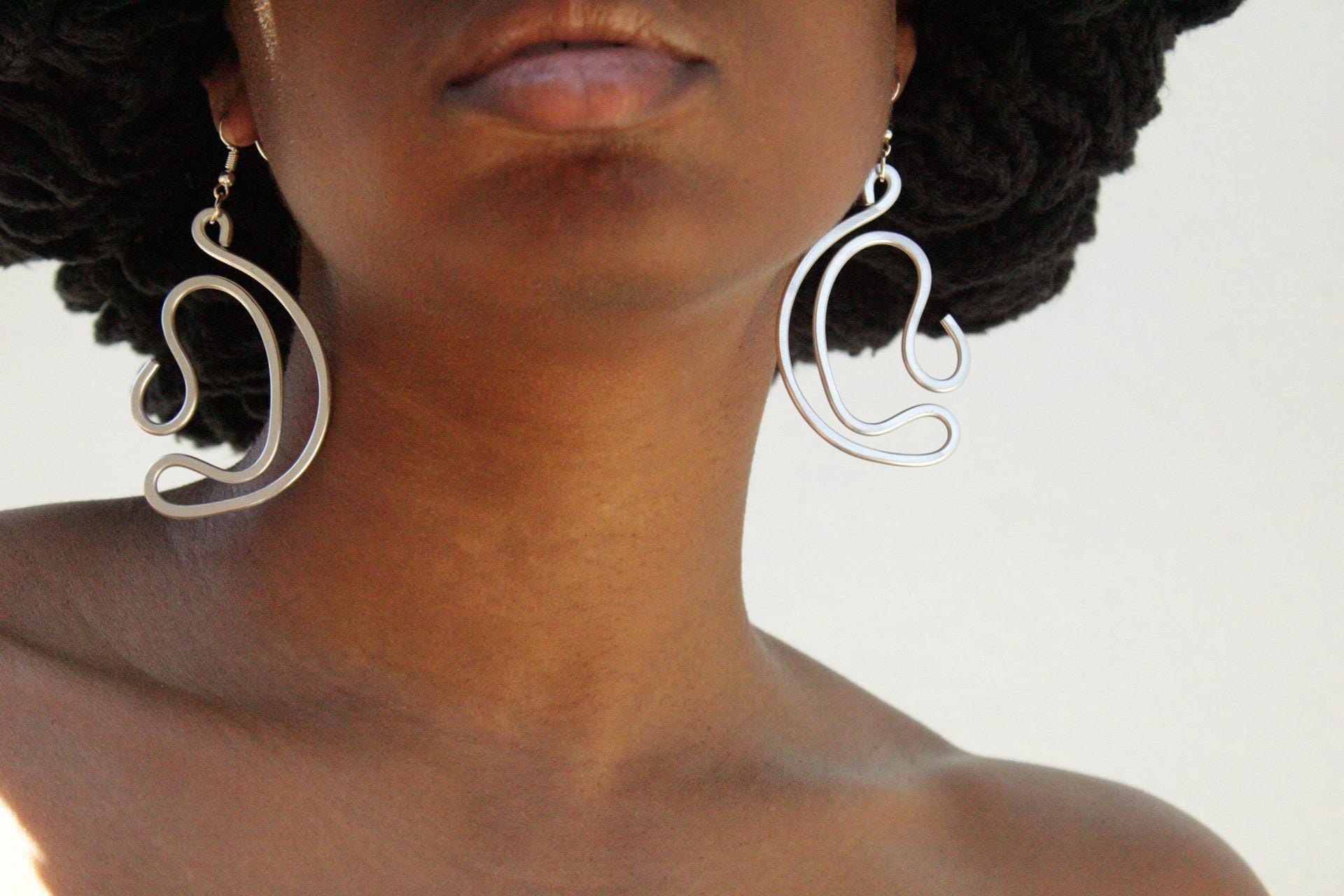 Handmade Aluminum Statement Earrings, Lightweight Modern Sculptural Jewelry, One-of-a-Kind Earrings | Pulsar