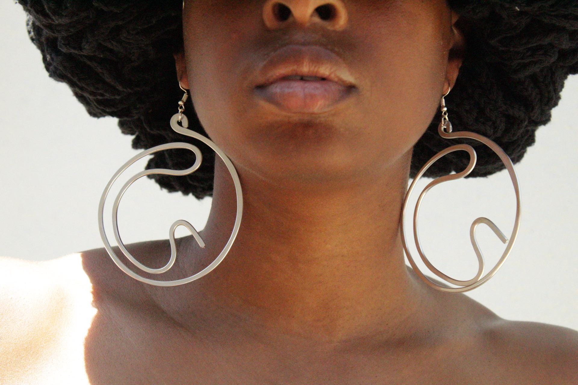 Handmade Aluminum Statement Earrings, Lightweight Modern Sculptural Jewelry, One-of-a-Kind Earrings | Aphelion