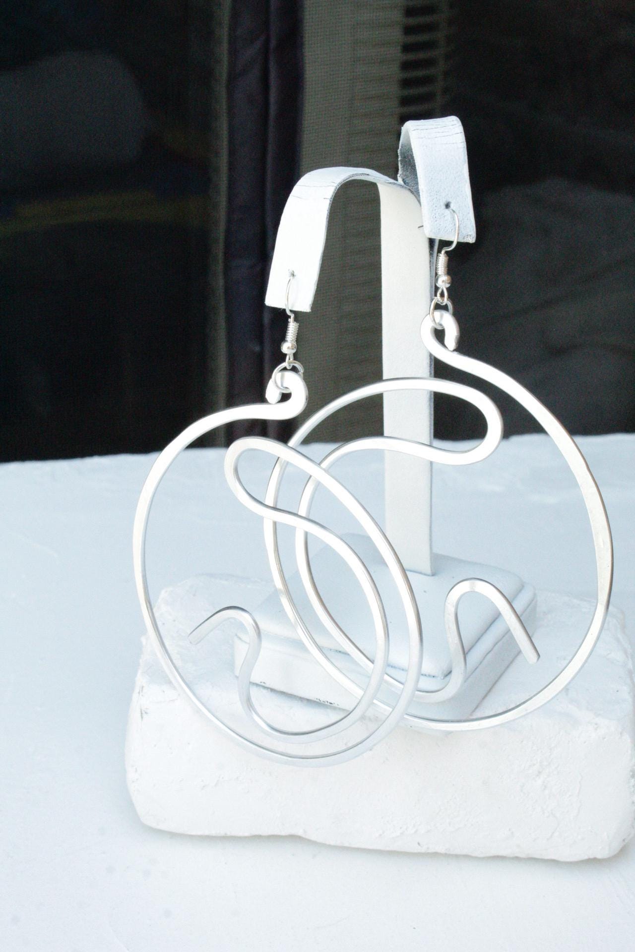 Handmade Aluminum Statement Earrings, Lightweight Modern Sculptural Jewelry, One-of-a-Kind Earrings | Aphelion