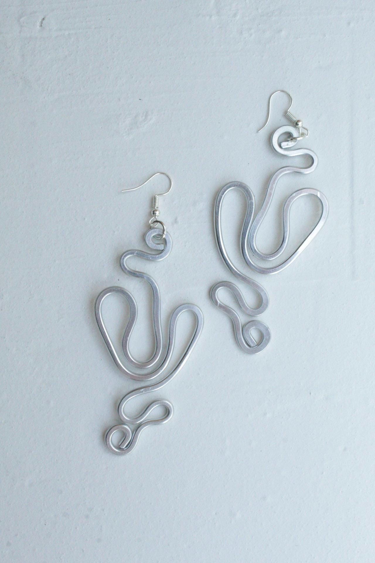 Handmade Aluminum Statement Earrings, Lightweight Modern Sculptural Jewelry, One-of-a-Kind Earrings | Gravity