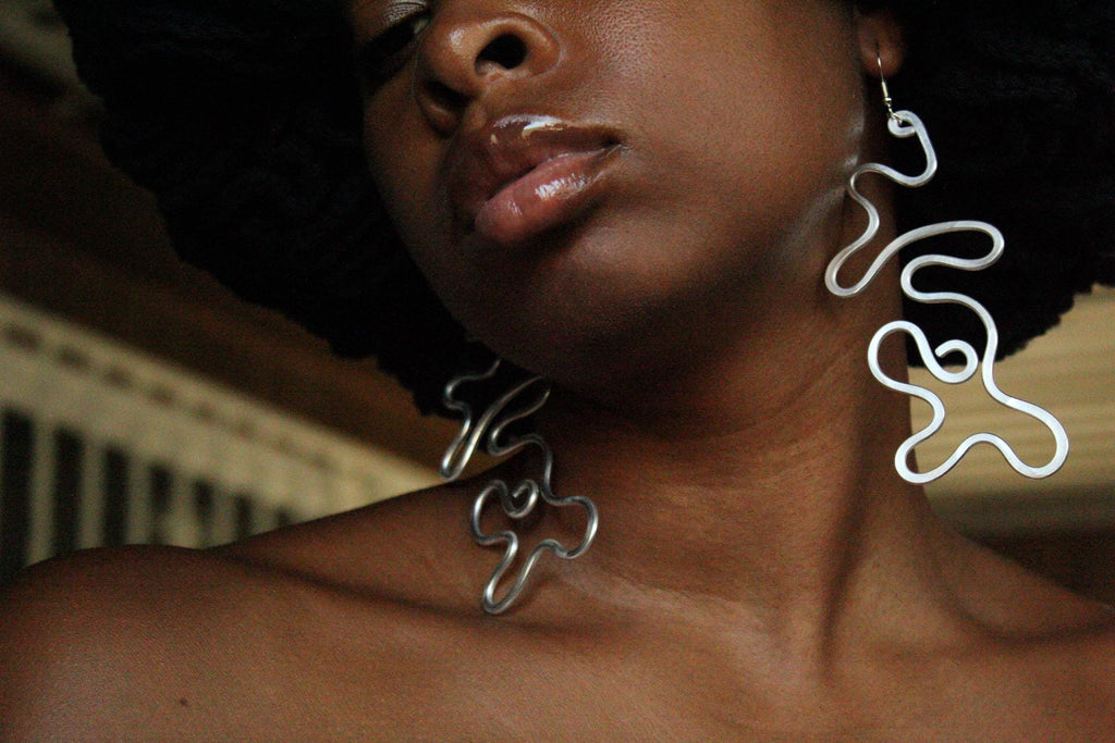 Handmade Aluminum Statement Earrings, Lightweight Modern Sculptural Jewelry, One-of-a-Kind Earrings | Over & Under