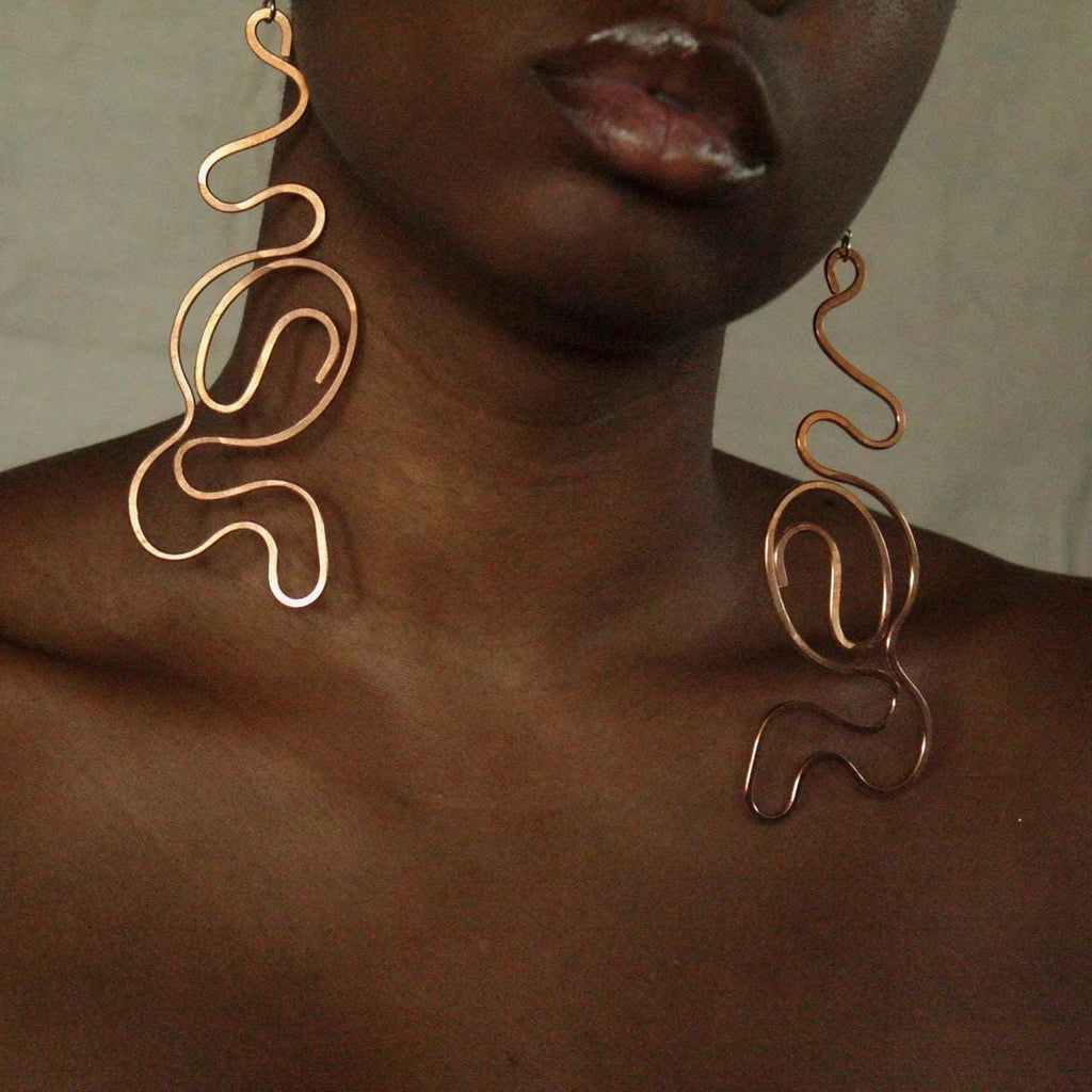 Handmade Copper Statement Earrings, Sculptural Artisan Jewelry, One-of-a-Kind Earrings | Adventure