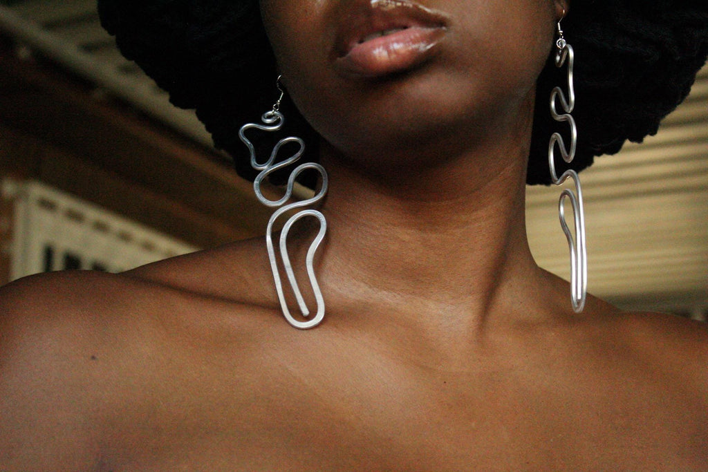 Handmade Aluminum Statement Earrings, Lightweight Modern Sculptural Jewelry, One-of-a-Kind Earrings | Inception