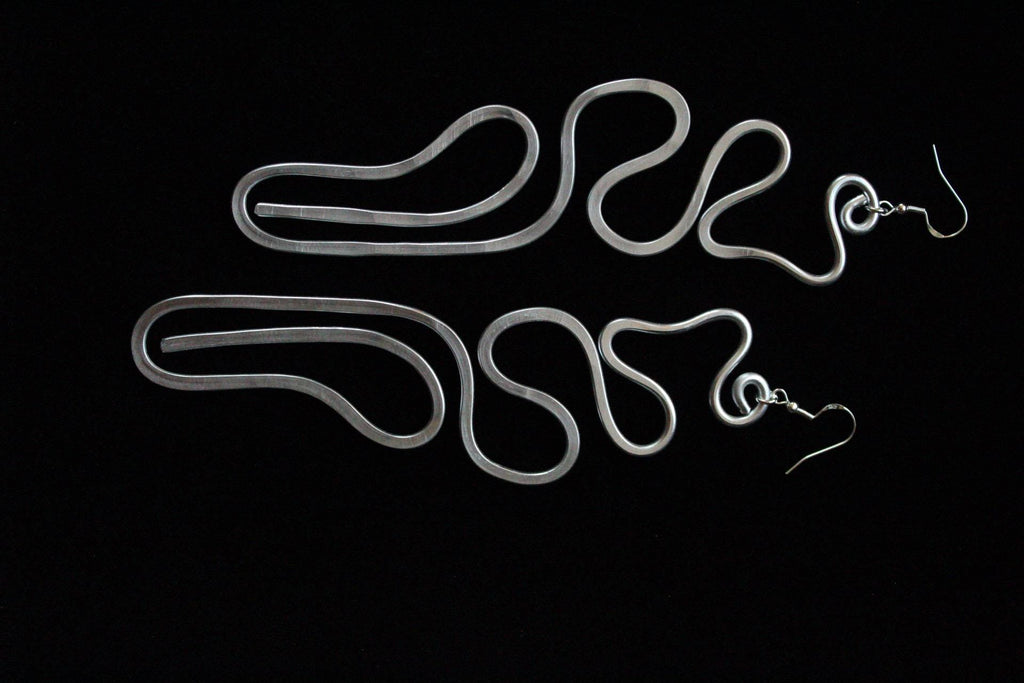 Handmade Aluminum Statement Earrings, Lightweight Modern Sculptural Jewelry, One-of-a-Kind Earrings | Inception