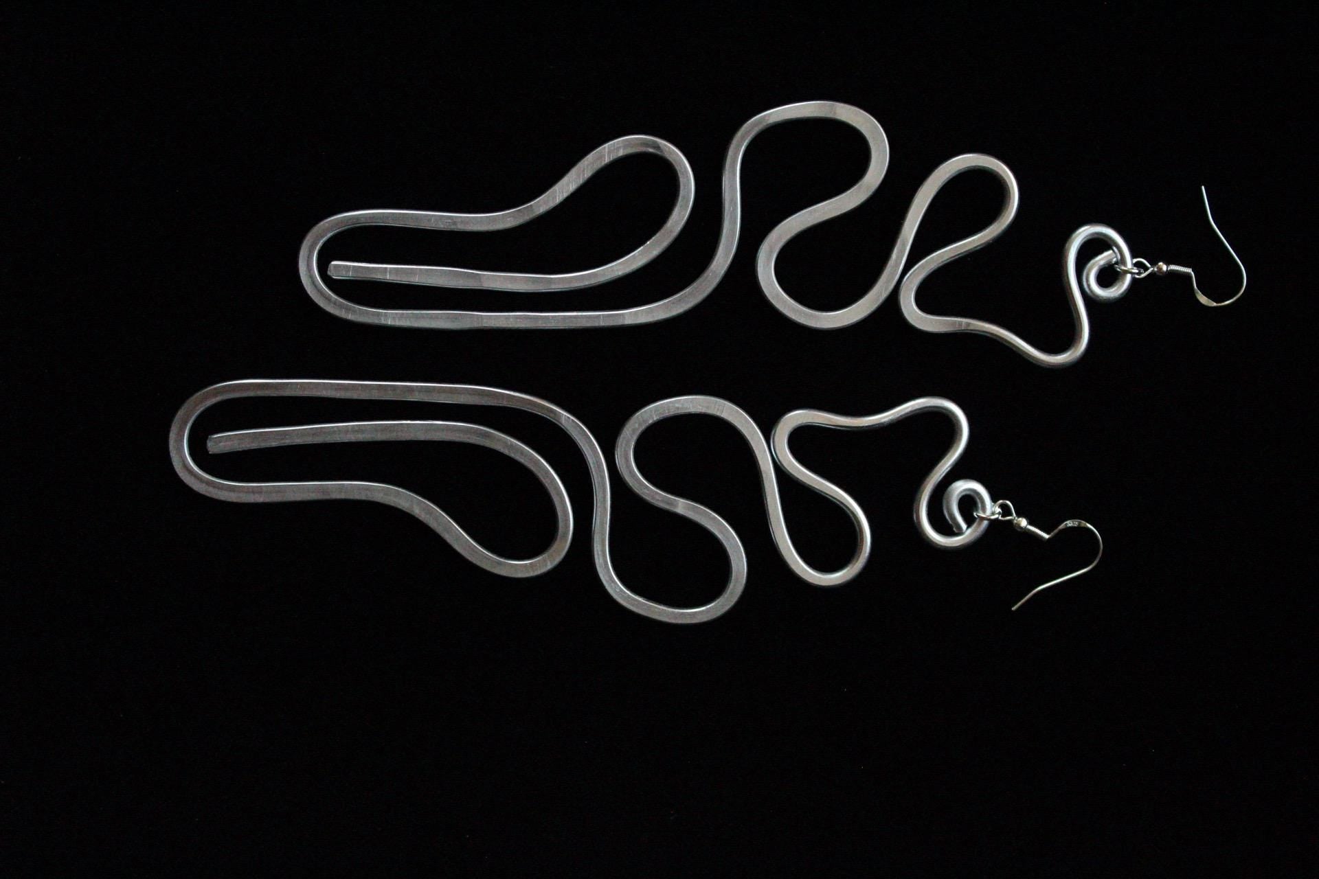 Handmade Aluminum Statement Earrings, Lightweight Modern Sculptural Jewelry, One-of-a-Kind Earrings | Inception