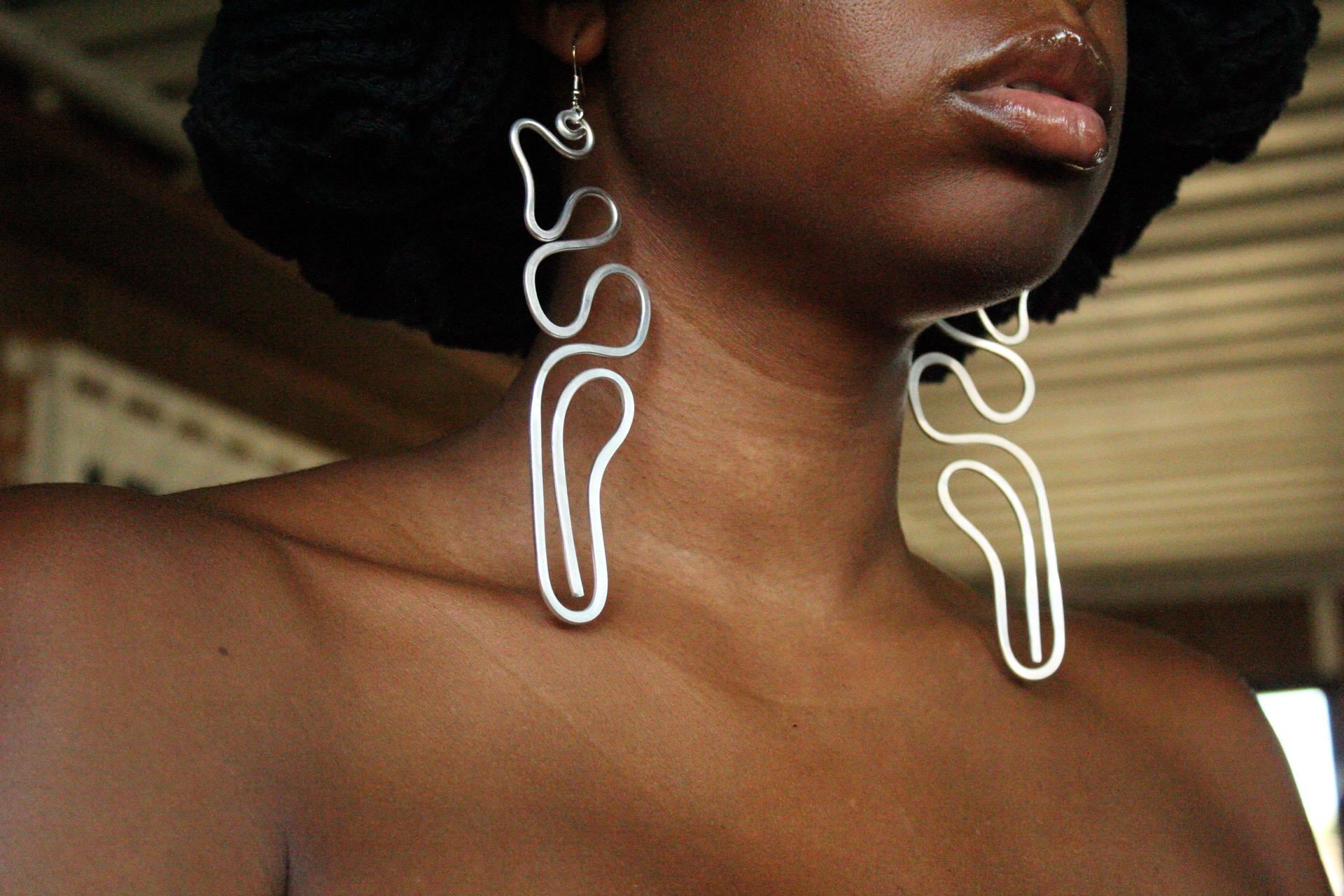 Handmade Aluminum Statement Earrings, Lightweight Modern Sculptural Jewelry, One-of-a-Kind Earrings | Inception