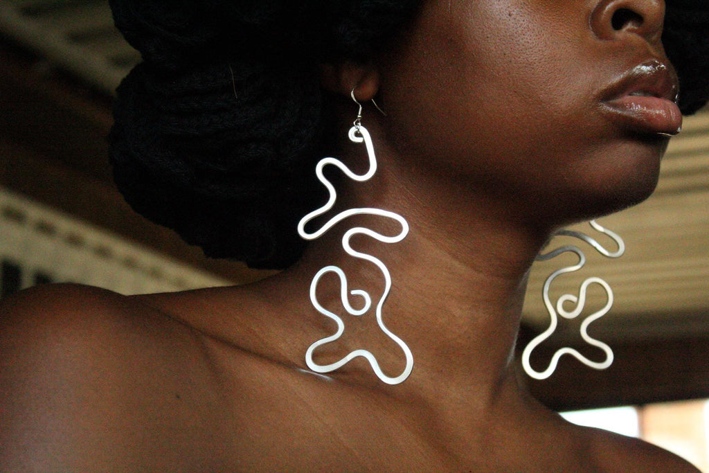 Handmade Aluminum Statement Earrings, Lightweight Modern Sculptural Jewelry, One-of-a-Kind Earrings | Over & Under