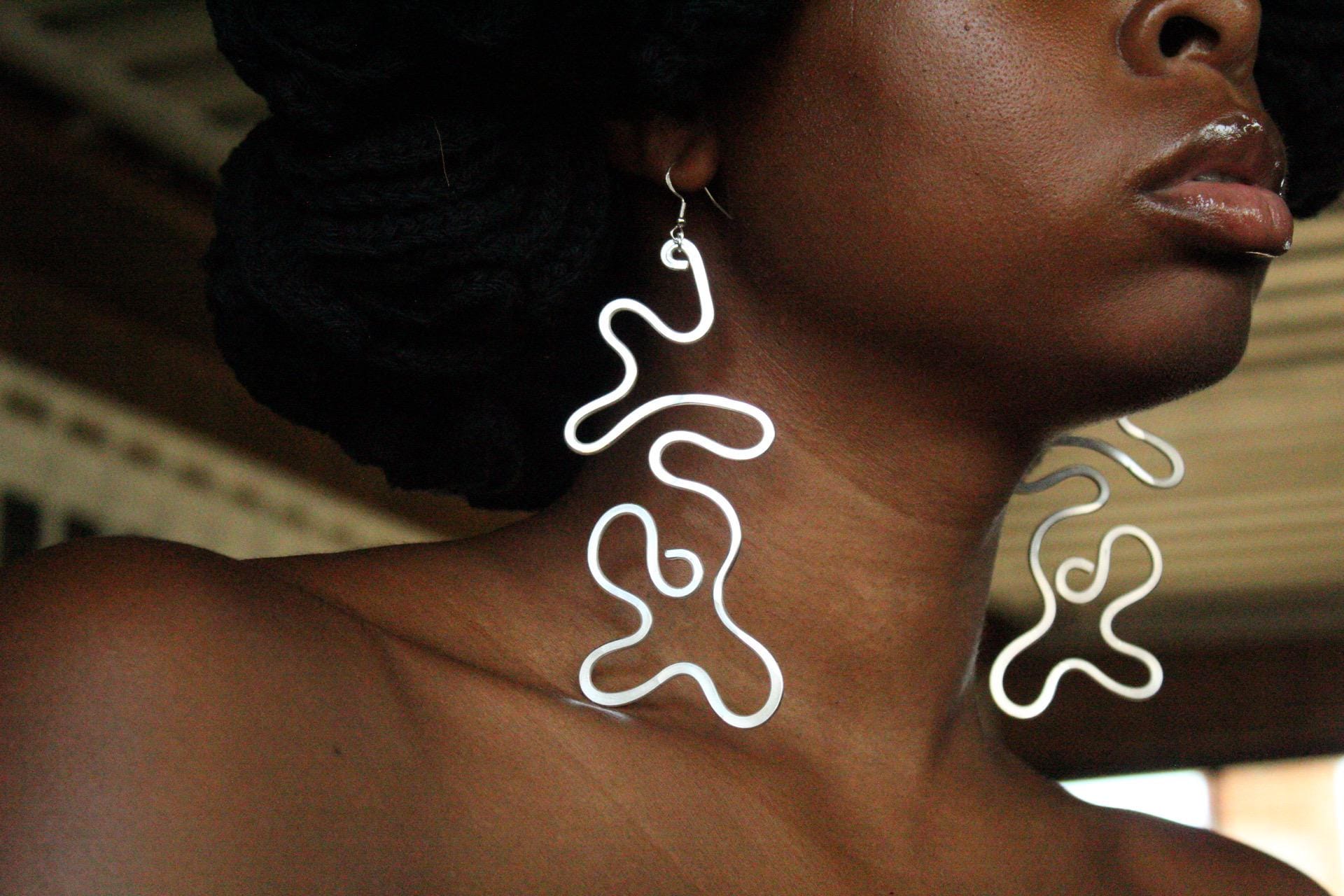 Handmade Aluminum Statement Earrings, Lightweight Modern Sculptural Jewelry, One-of-a-Kind Earrings | Over & Under
