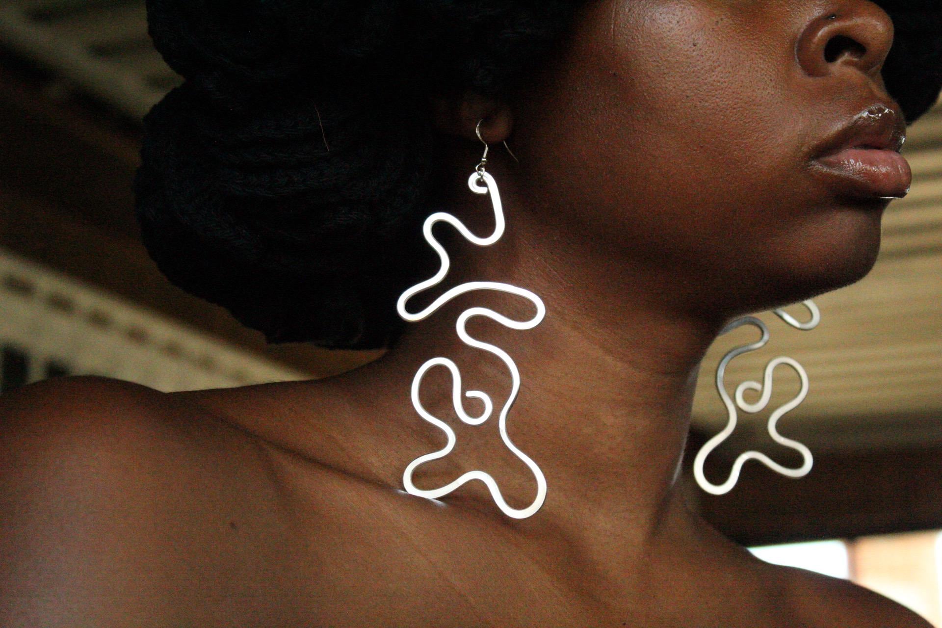 Handmade Aluminum Statement Earrings, Lightweight Modern Sculptural Jewelry, One-of-a-Kind Earrings | Over & Under