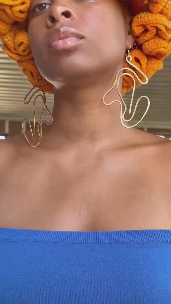 Handmade Copper Statement Earrings, Sculptural Artisan Jewelry, One-of-a-Kind Earrings | Mystery